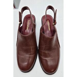 Naturalizer Womens Slingback Brown Leather Block Heel Shoes Size 7